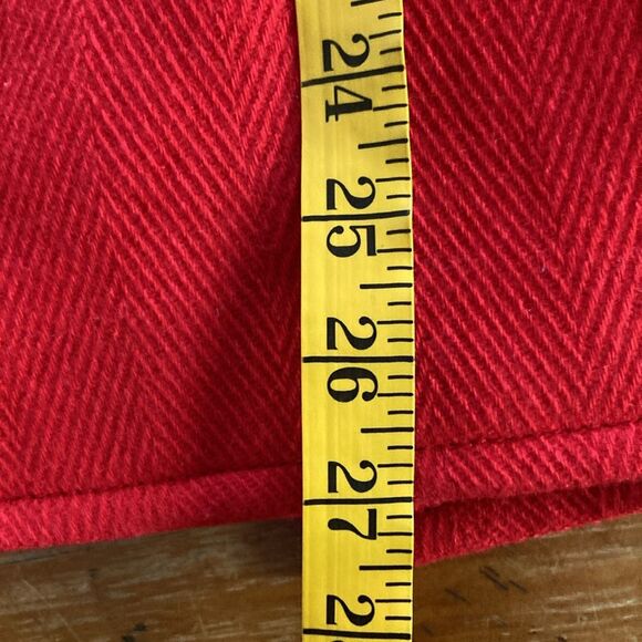 Talbots Vivid Red Double Breasted Wool Blend Gold Button Pockets Peacoat Size 10 - Picture 4 of 11